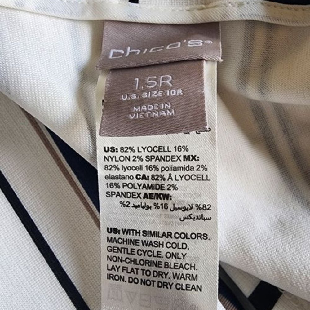 Chico's Pants Pull On Seasonless Ponte Multicolor Stripe Stretch Size 1.5R/10 - Picture 5 of 6